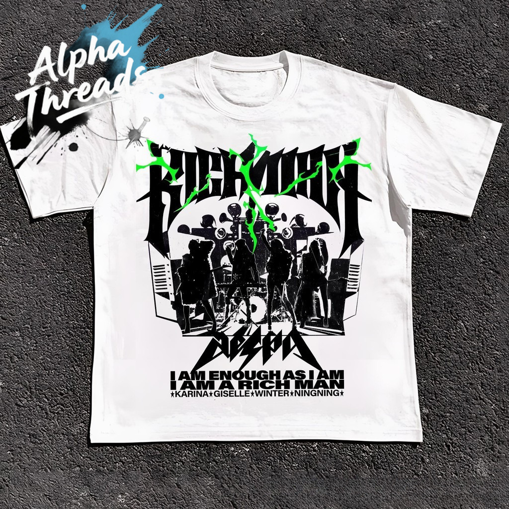 เสื้อยืด Aespa Rich Man Aespa Synk AeXis Line สำหรับผู้หญิง