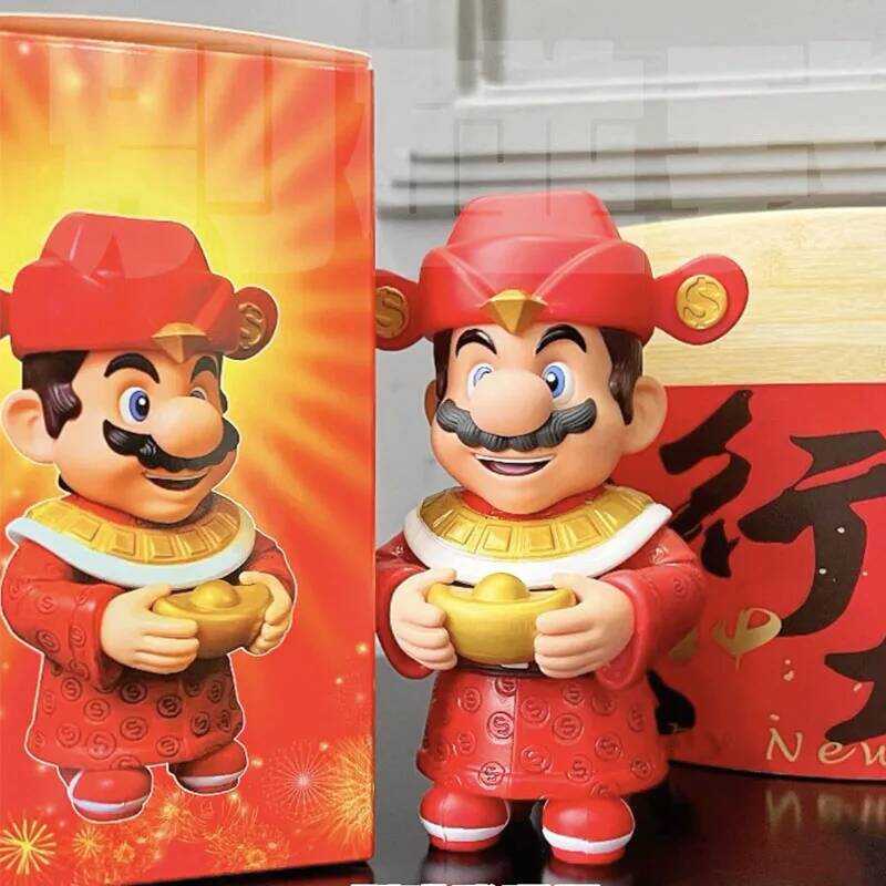 C Mario God Of Wealth Model Game Er Mario Action Figure Toys Manga 16Cm Ornaments Peripheral Figura