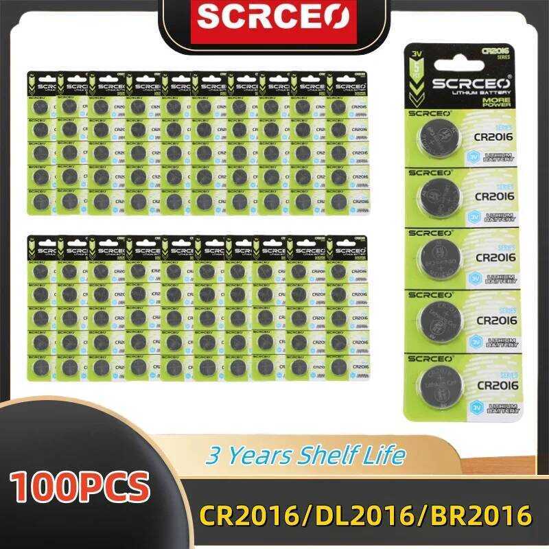ชิ้น 100 CR2016 3V แบตเตอรี่ลิเธียมแบบปุ่ม CR 2016 แบตเตอรี่ BR2016 DL2016 LM2016 แบตเตอรี่เซลล์แบบเ