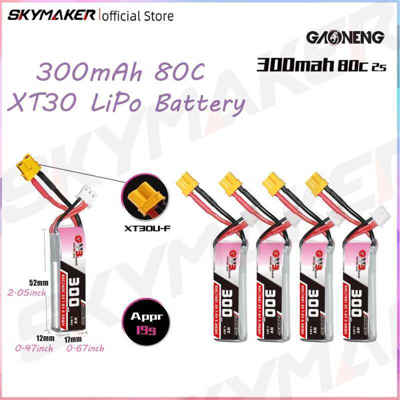 LiPo แบตเตอรี่ GAONENG GNB LiHV 2S 7.6V 300mAh 80C XT30