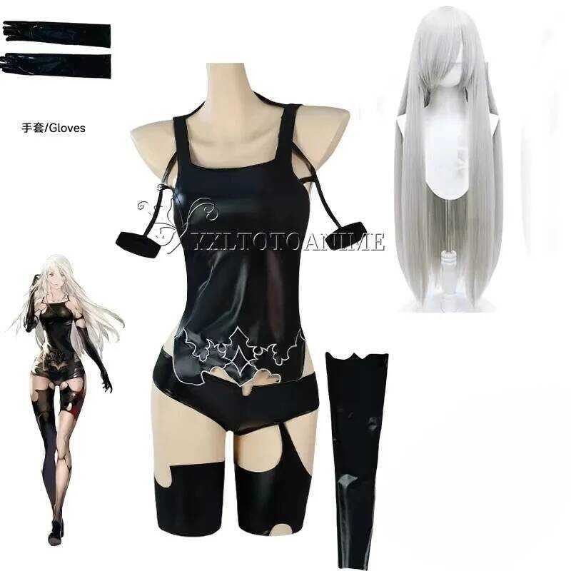 C Game Nier:Automata A2 Cosplay Costume Wig Sexy Black Battle Suit For Women Girl Handsome Hallowee