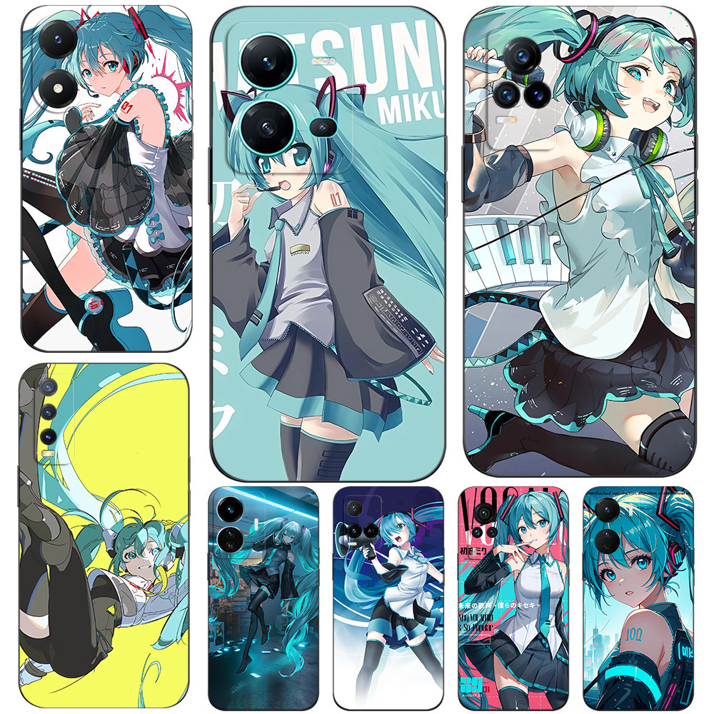 สําหรับ vivo Y71 Y71A Y73S 5G Y76 S7e 5G Y81 Y83 ไม่มีนิ้วพิมพ์หลุมโทรศัพท์ซิลิคอนน่ารัก Miku Hatsun