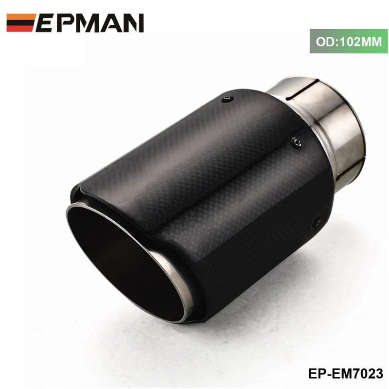 1Pcs ID 2.5'' 63mm OD:102MM Carbon Fiber Exhaust Muffler Pipe Tip Fr Universal Auto Car EP-EM7023-1