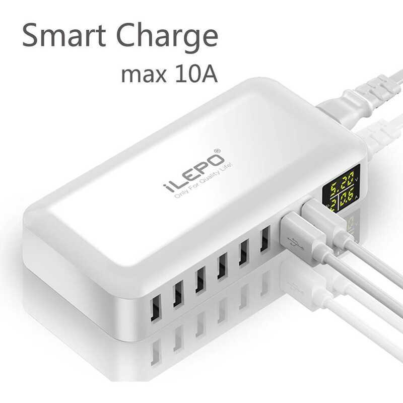 C 60W 8 Port USB Fast Charger Qc3.0 HUB Smart Quick Charge With LED Display Multi USB Charging Stat