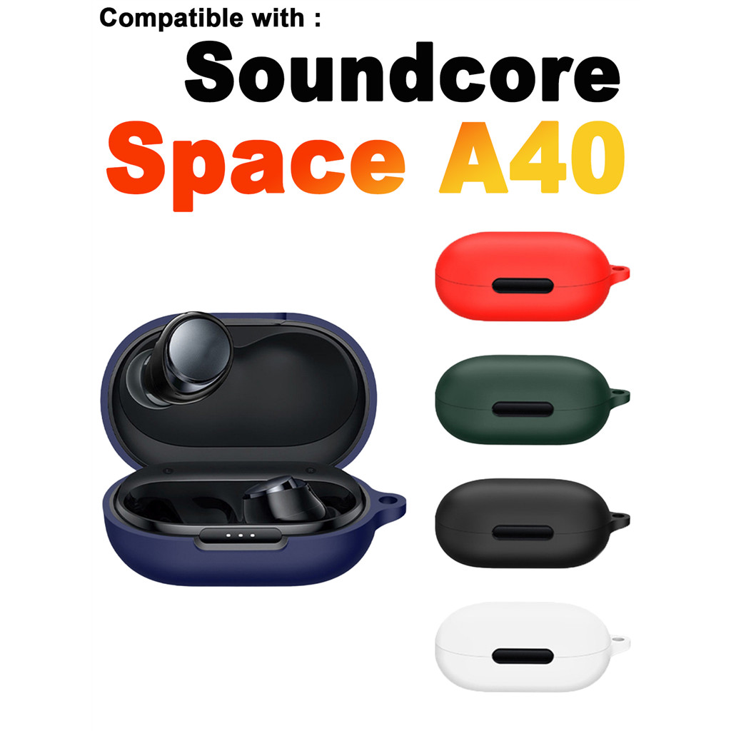 สําหรับ Anker Soundcore Space A40 หูฟังซิลิโคนอ่อนนุ่มกันกระแทกฝาครอบป้องกันพร้อมพวงกุญแจ