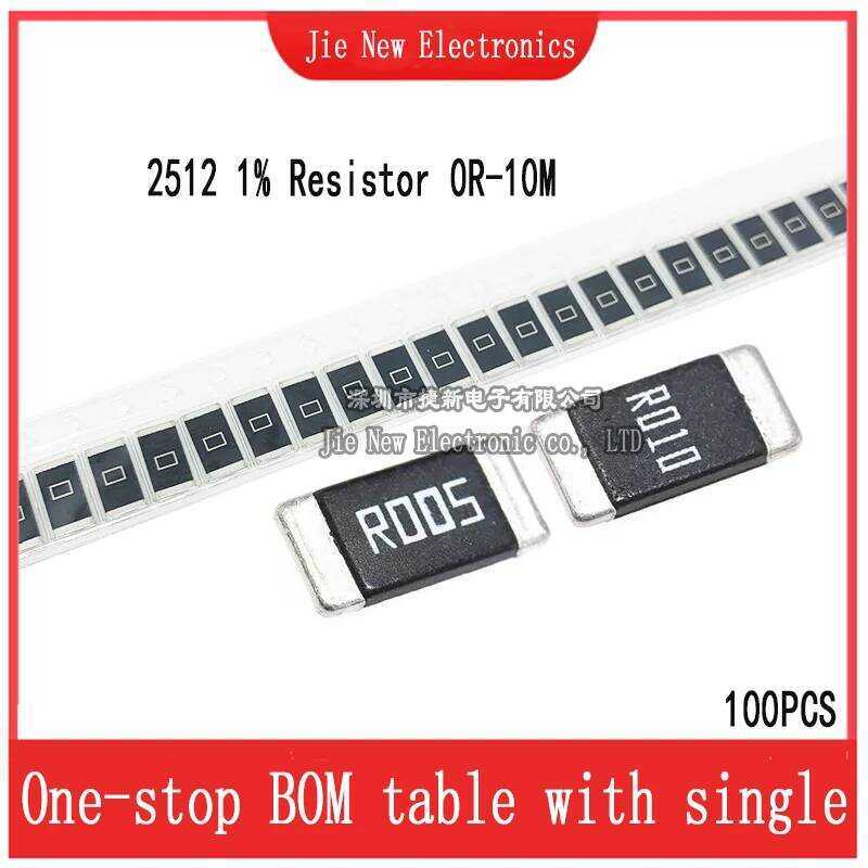 ตัวต้านทาน 100ชิ้น SMD 2512 1W 1% 0R-10M 0.1R 0.24R 0.5R 0.75R 1R 10R 47R 100R 1K 4.7K 10K 47K 82K 1