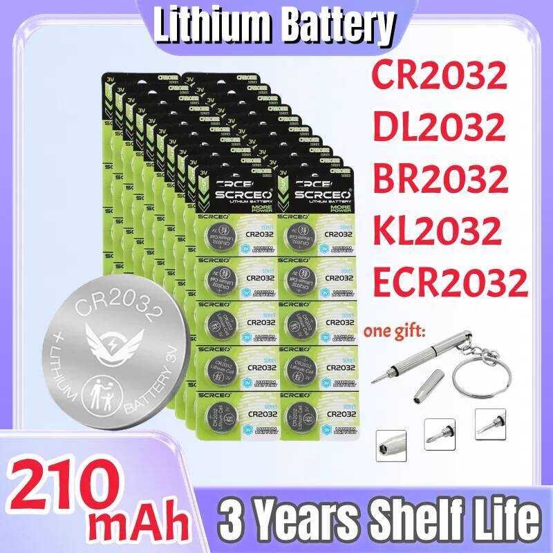 ชิ้น 10-100 แบตเตอรี่ลิเธียมปุ่ม CR2032 3V BR2032 ECR2032 LM2032 5004LC แบตเตอรี่นาฬิกาสำหรับของเล่น