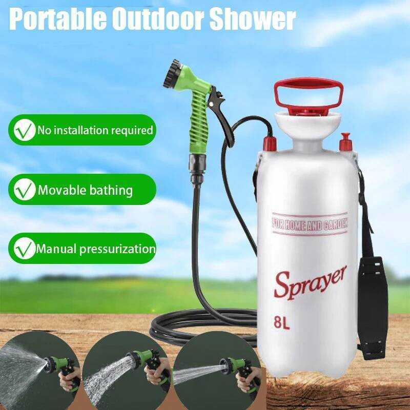 C 4/8L Portable Shower For Camping,Outdoor Shower With 3M Hose For Traveg Hiking,Multi-Function Er