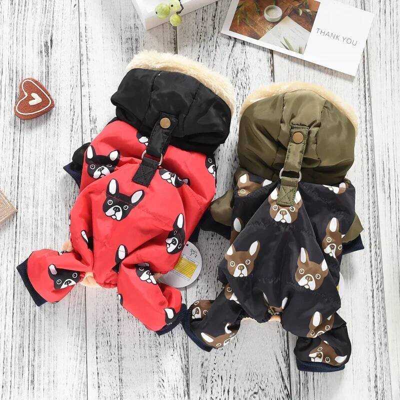 ▥ ใหม่ French Bulldog เครื่องแต่งกายสําหรับสุนัขฤดูหนาว WARM Snow Down JACKET Coat สําหรับลูกสุ