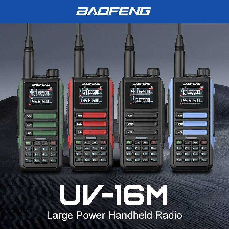 ▥ 2Pcs Uv16m 15W Walkietalkie 6-Band Type-C Charger จอแสดงผล LCD Uv16 V2 แบบพกพายาว 2