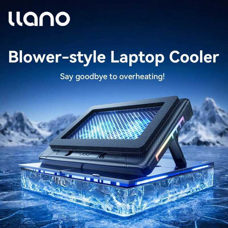 Llano คูลเลอร์ V22 ชาร์จ USB พร้อมไฟ RGB สำหรับแล็ปท็อปเกมมิ่งขนาด 13.3-17.3 นิ้ว ปรับความสูงได้ 7 ร