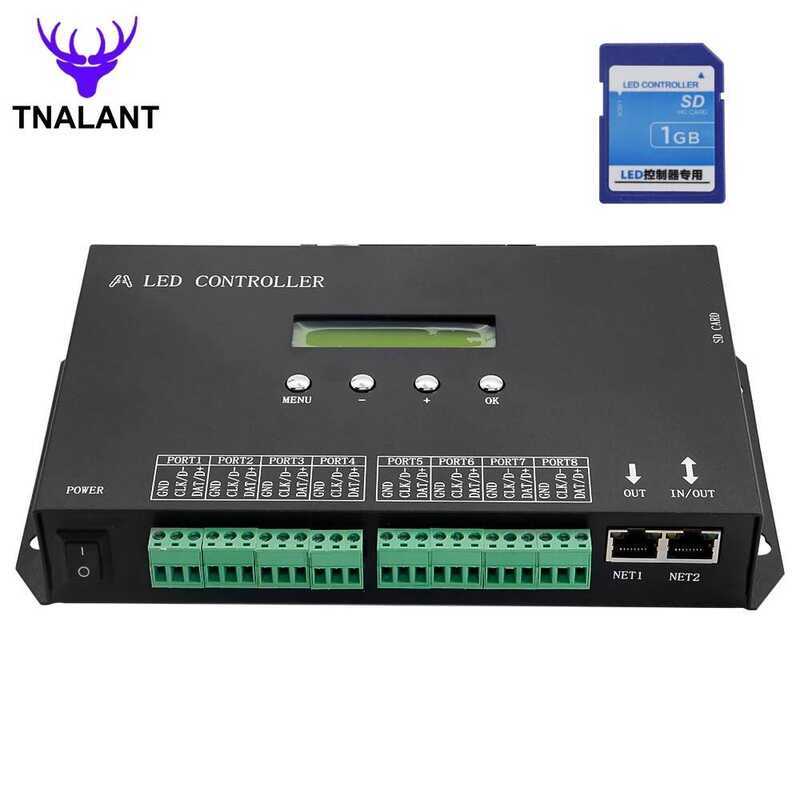 LED ตัวควบคุมพิกเซล H807SA H807SBWifi 8/4 พอร์ต DMX/Aret เป็น SPI พร้อมการ์ด SD สำหรับแถบ LED WS2811