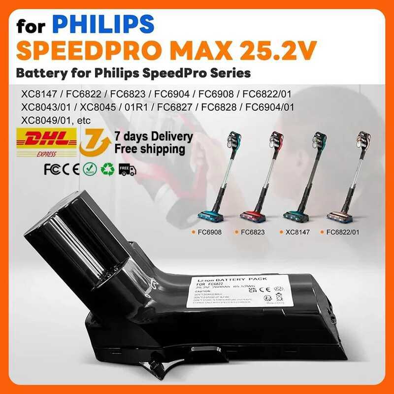 Philips สำหรับเครื่องดูดฝุ่น XC8347/01 XC8349/01 SpeedPro Max พร้อมการป้องกันการชาร์จเกิน, การเปลี่ย