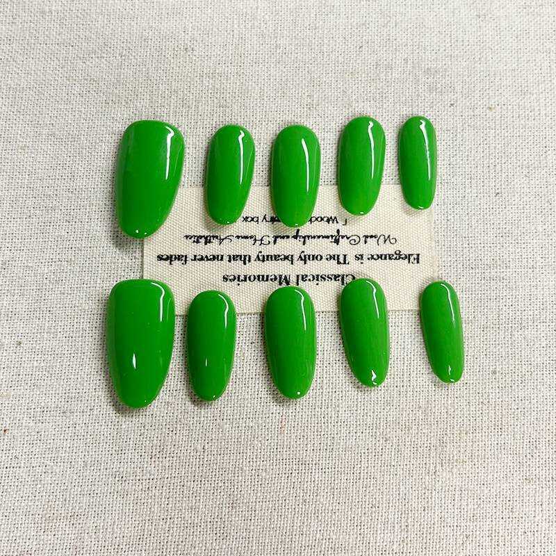 Lingluo Nude Cats Eye Long Oval Wear Nails Whitening Temperament Nails Patch SJ-197 Mint Smoothie Fr