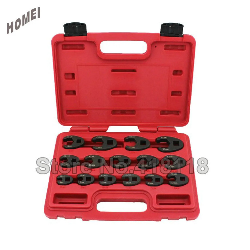 15PCS Single Opening Wrench Set Offset Flare Nut Wrench Spanner