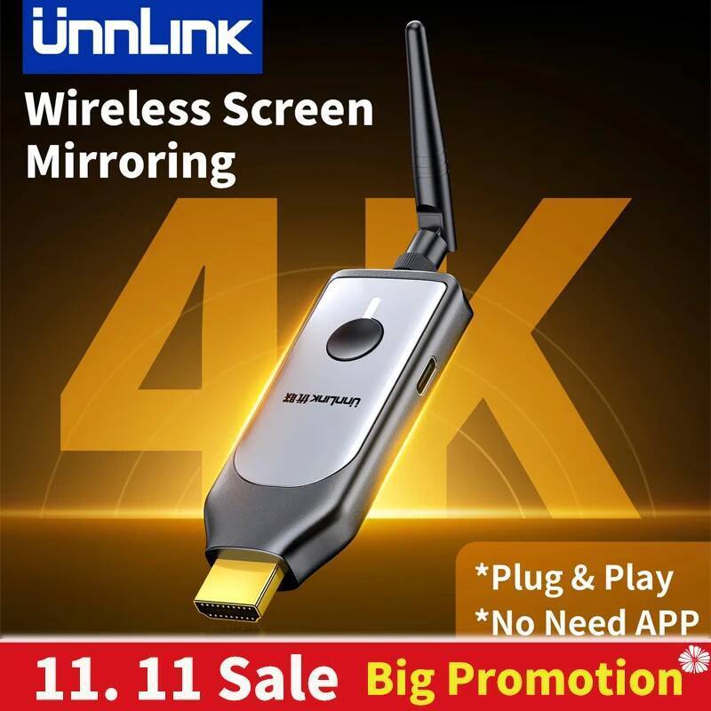 Unnlink 4K Wireless Display Dongle, ตัวรับสัญญาณ HDMI สําหรับกระจกหน้าจอโทรศัพท์, โทรศัพท์ไปยังทีวี,