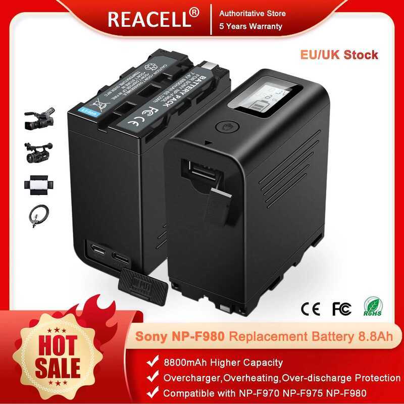 REACELL แบตเตอรี่ k สำหรับ Sony NP-F รุ่น NP-F970 NP-F975 NP-F980 NP-F960 NP-F770 NP-F750 NP-F550 พร
