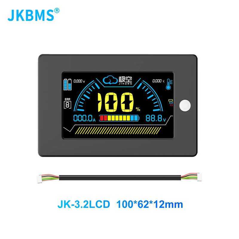 LCD จอแสดงผล JKBMS ขนาด 3.2 นิ้ว อุปกรณ์เสริม BMS ลิเธียมอัจฉริยะ ตัวบ่งชี้ระดับแบตเตอรี่อัจฉริยะ JK