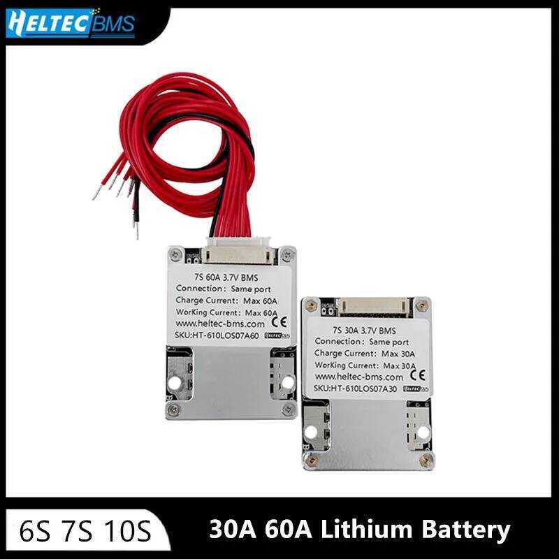 Heltec แผงป้องกันแบตเตอรี่ลิเธียม bms 10s 36v 30a 60a 6S 7S BMS 24V พร้อมระบบปรับสมดุลสำหรับอุปกรณ์อ