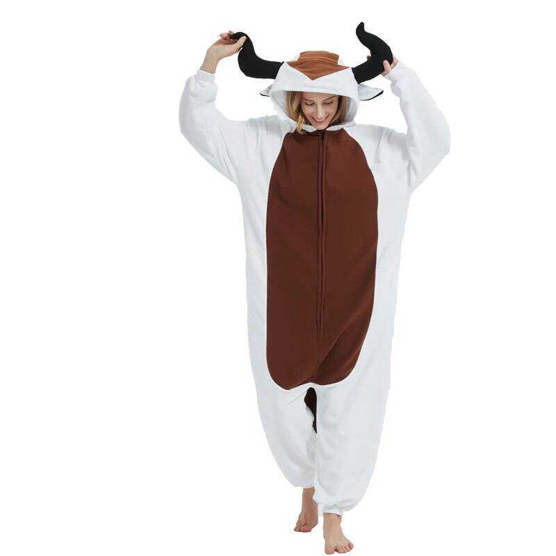 C Adult Animal Kigurumi Holy Cow Wool One Piece Pajs Party Cartoon Costume Halloween Party Cosplay