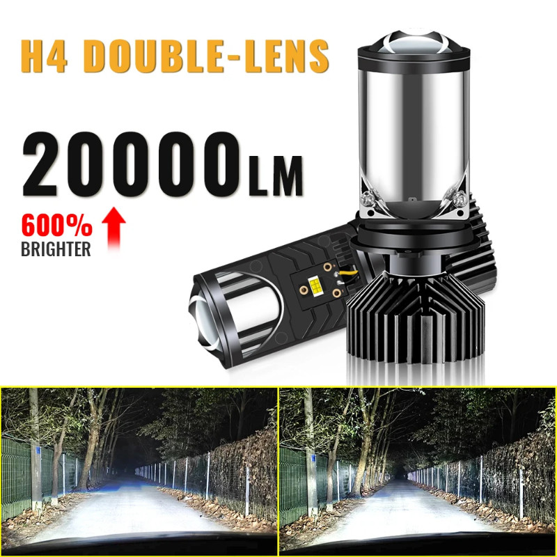 2PCS Y6 H4 LED Projector Headlight Projector Lens with Fan Cooling 90W Automobile Hi Lo Beam Bulb 1