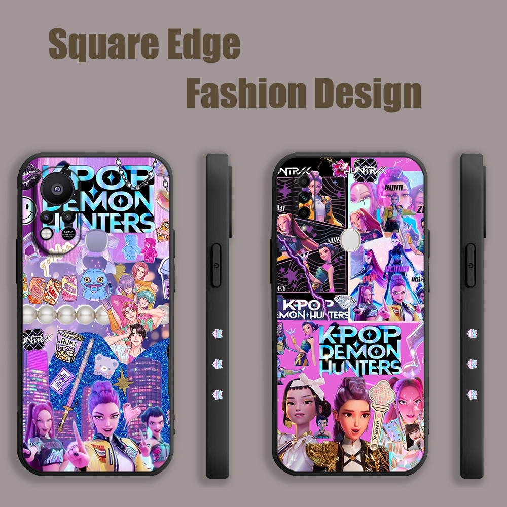 ปลอกสําหรับ OPPO A53 A76 Reno6z A95 Lite A96 A77 X5 Pro Reno 7 Reno 8 Kpop Demon Hunters สีชมพูความง