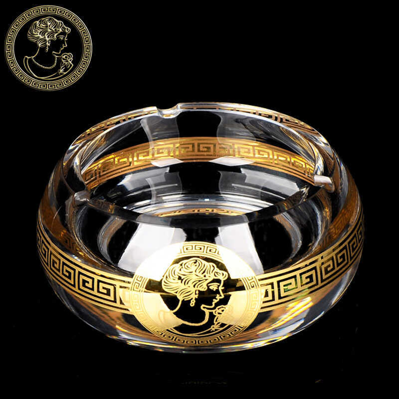 เช็กเอลิซาเบธคริสตัลที่เขี่ยบุหรี่สีทองสํานักงานในครัวเรือนที่เขี่ยบุหรี่แก้วที่เขี่ยบุหรี่ระดับไฮเอนด์เครื่องประดับ