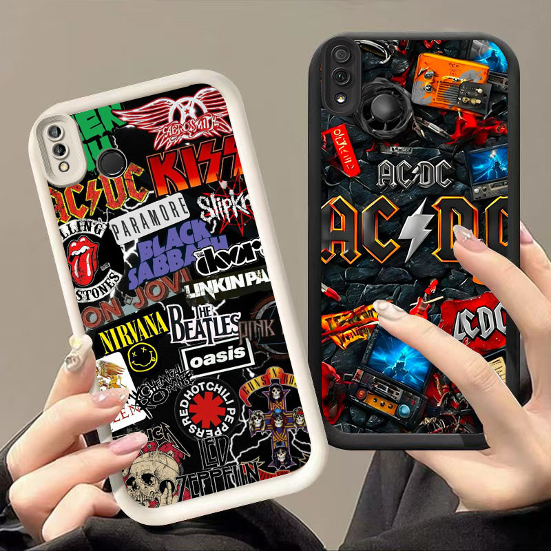 HK-43 Rock Band สีขาวสีดํากันกระแทกสําหรับซิลิโคนสีดําสีขาว VIVO Y91i Y66 V9 Y91C Y81 Y81S Y91 Y95 Y