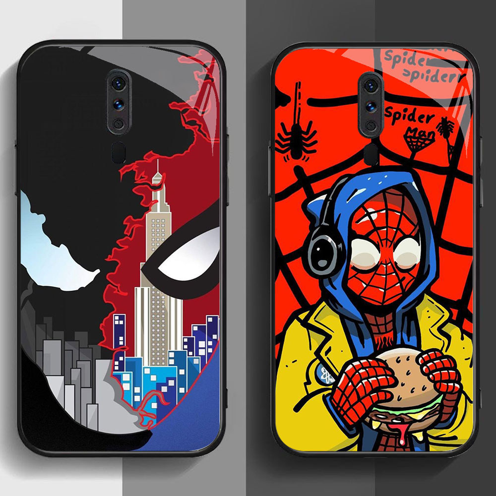 SD-30 Spiderman Hero HD Glass Casing สําหรับ OPPO A5 A9 F11 A9X Reno 2F 2Z Pro