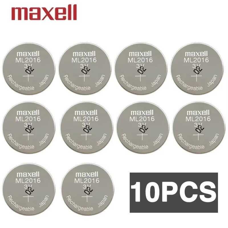 ชิ้น 10 แบตเตอรี่ชาร์จใหม่ได้ MAXELL ML2016 สามารถแทนที่ CR2016 ได้