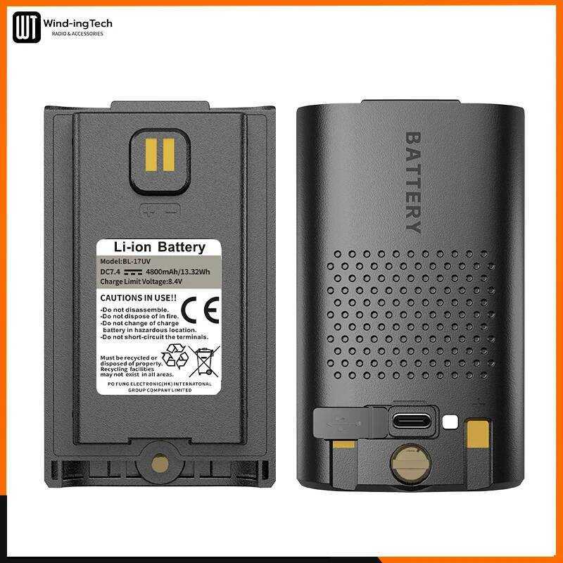 ۞ Walkie Talkie Uv-17 Pro Li-Ion แบตเตอรี่4800มิลลิแอมป์ Bl-17Uv ประเภท C สำหรับ Boafeng Uv-17L