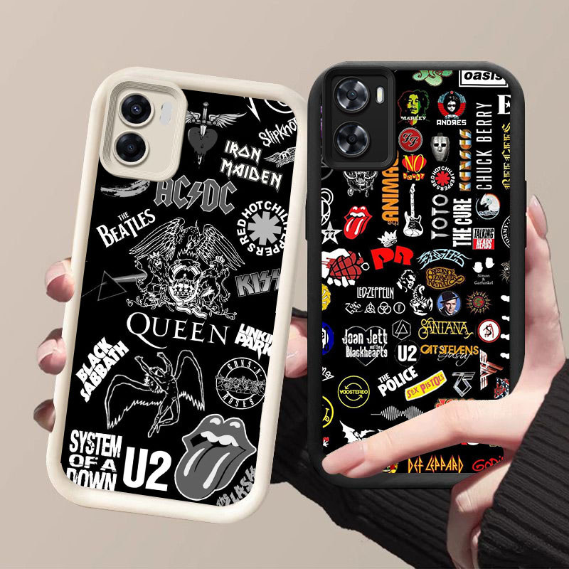 HK-43 Rock Band สีขาวสีดํากันกระแทกสําหรับซิลิโคนสีดําสีขาว OPPO Realme A76 A36 A77s A77 A57e A57s 9