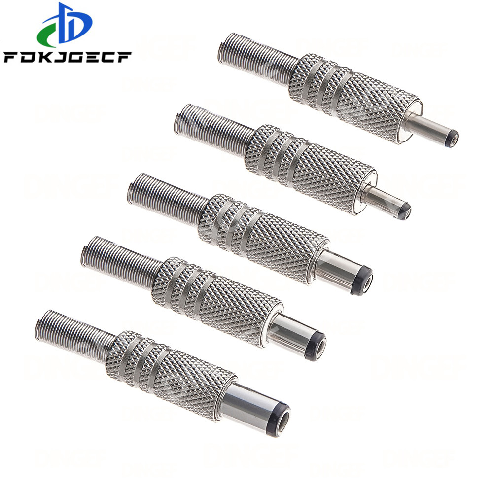 5PCS 5.5X2.5MM 5.5X2.1MM 4.8X1.7MM DC Power Jack ปลั๊กชายโลหะ อะแดปเตอร์หัวสีดํา 4.0*1.7MM 2.5*0.7MM