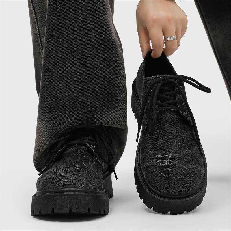C Men's Work Derby Shoes - Original Design, Trendy Chunky Sole Shoes For Spring & Autumn, Breathabl