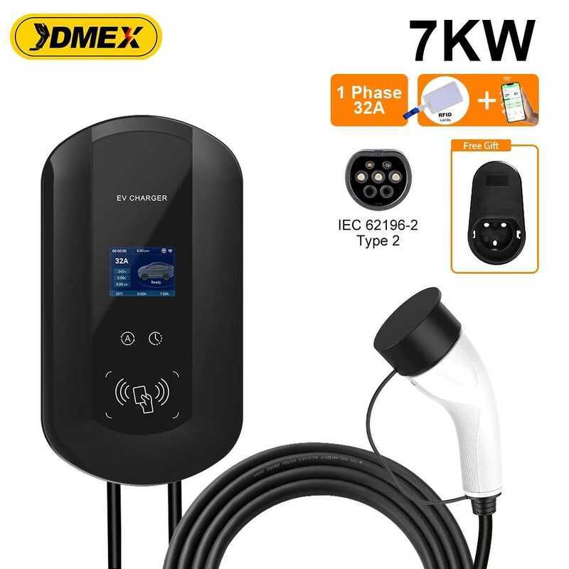 JDMEX ที่ชาร์จรถยนต์ไฟฟ้า Type2 EV Charger 32A 7KW สถานีชาร์จรถยนต์ไฟฟ้า 16A 11KW 22KW IEC62196-2 EV