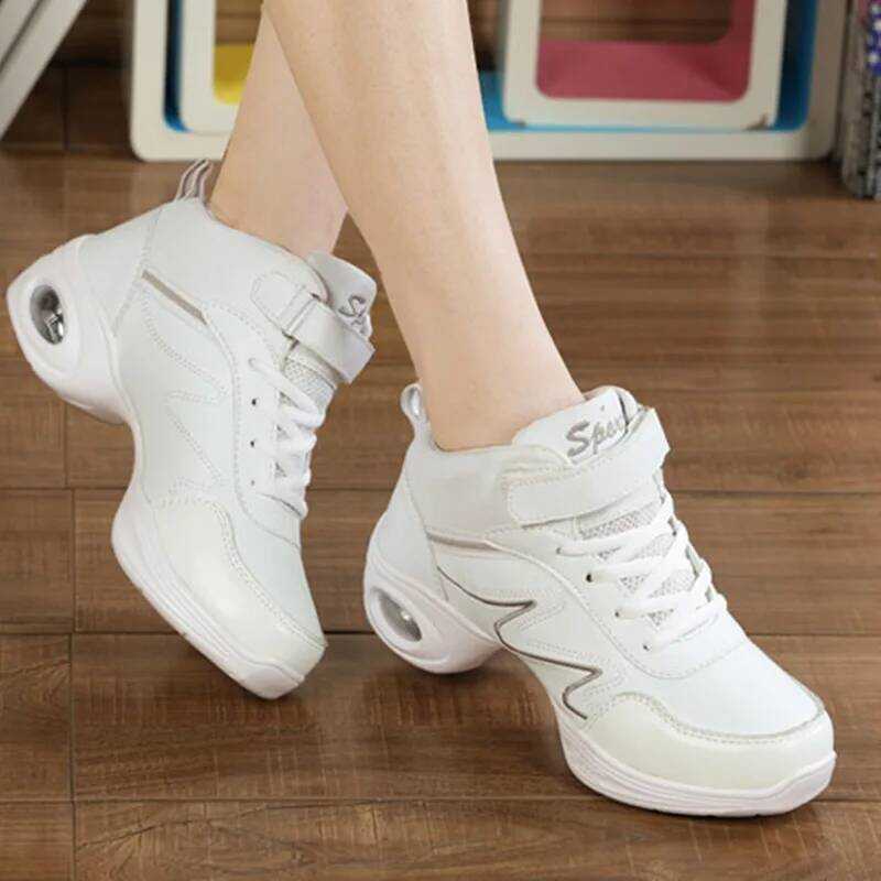 ▥ PU JAZZ Dance รองเท้าผู้หญิง Soft Sole ความสูง Modern Air Cushion รองเท้าผ้าใบขายร้อน