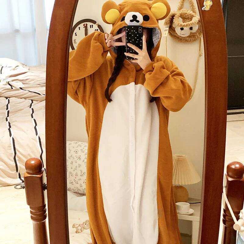 C Kawaii Rilakkuma Kigurumi Bear Siter Adult Anime Jumpuit Pajama Kawaii Cute Cartoon Character Ani