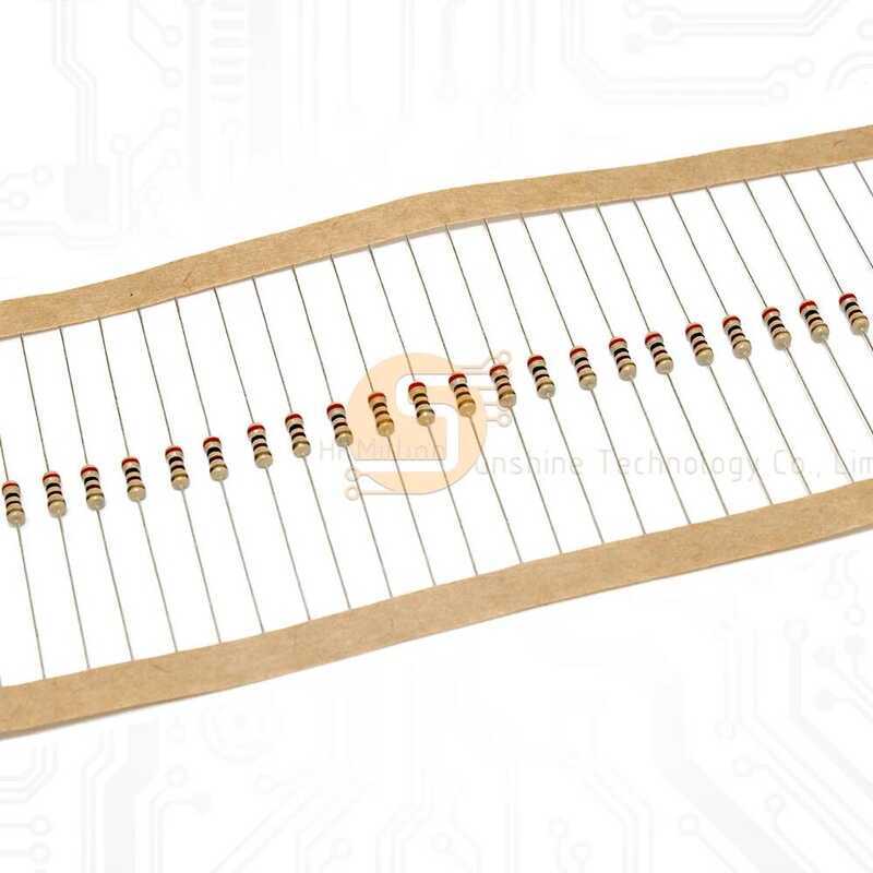 ชิ้น 100 5% 1/4W ตัวต้านทานฟิล์มคาร์บอน 1R-10M 1K 5K 10K 4K7 100K 560K 1M 3M3 โอห์ม วงแหวนสี ต้านทาน