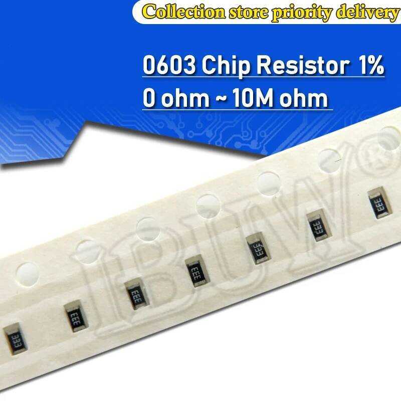 ตัวต้านทาน 100ชิ้น SMD 0603 1% ~ 10M 1/10W 0 1 10 100 150 220 330 470 โอห์ม 1K 2.2K 10K 100K 1M 0R 1