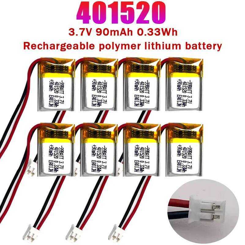 401520 แบตเตอรี่ 3.7V 90mAh lipo แบตเตอรี่ลิเธียมโพลิเมอร์แบบชาร์จได้สำหรับหูฟังบลูทูธ เมาส์ไร้สาย ม