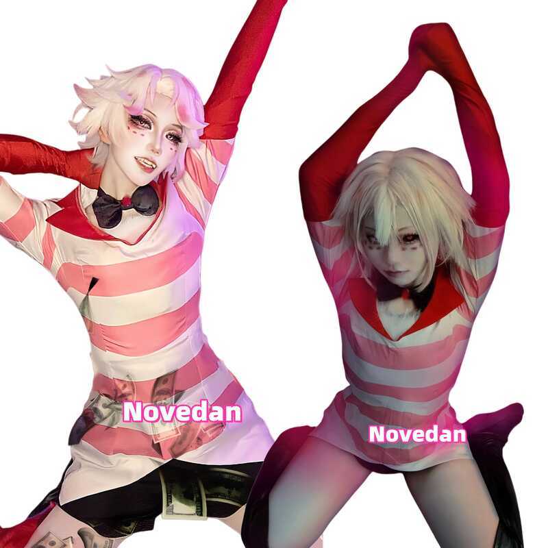 C Hazbin Cosplay Angel Hotel Dust Angeldust Costume Uniform Women Girls Birthday Party Dress Hallow