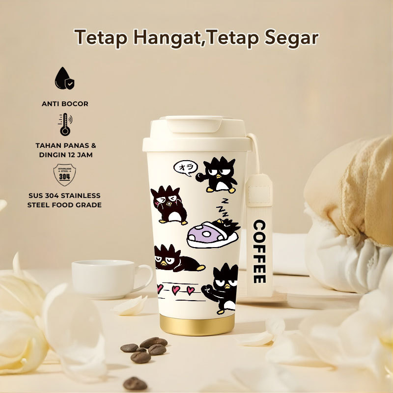 น่ารัก Sanrio ตัวอักษร Bad Badtz-maru Tumbler 500ml SUS 304 Leakproof 100% han Hot & Cold 12 ชั่วโมงพับฟาง & Direct Drink BPA ฟรี man สําหรับกาแฟ & Hot Drink Food Grade ปลอดภัยแบบพกพา Aesthetic Cup สําหรับทุกวัน / กิ๊ฟ CUPLXSP01332