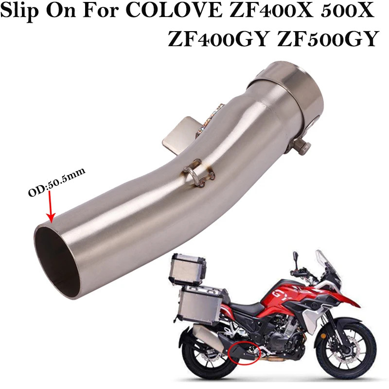 For COLOVE ZF400X 500X ZF400GY ZF500GY Motorcycle Exhaust Escape Modified Stainless Steel Middle Li