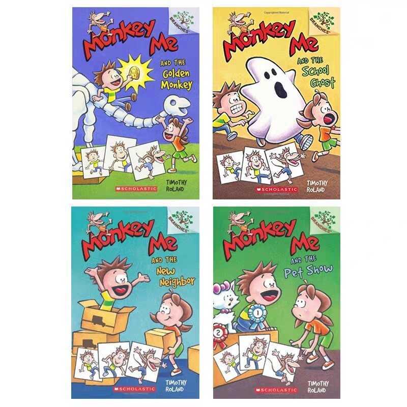 Monkey Me Series 4 เล่ม I Am a Monkey Elementary Chapter Book หนังสือภาพอารมณ์ขัน นักเรียนประถม อ่าน