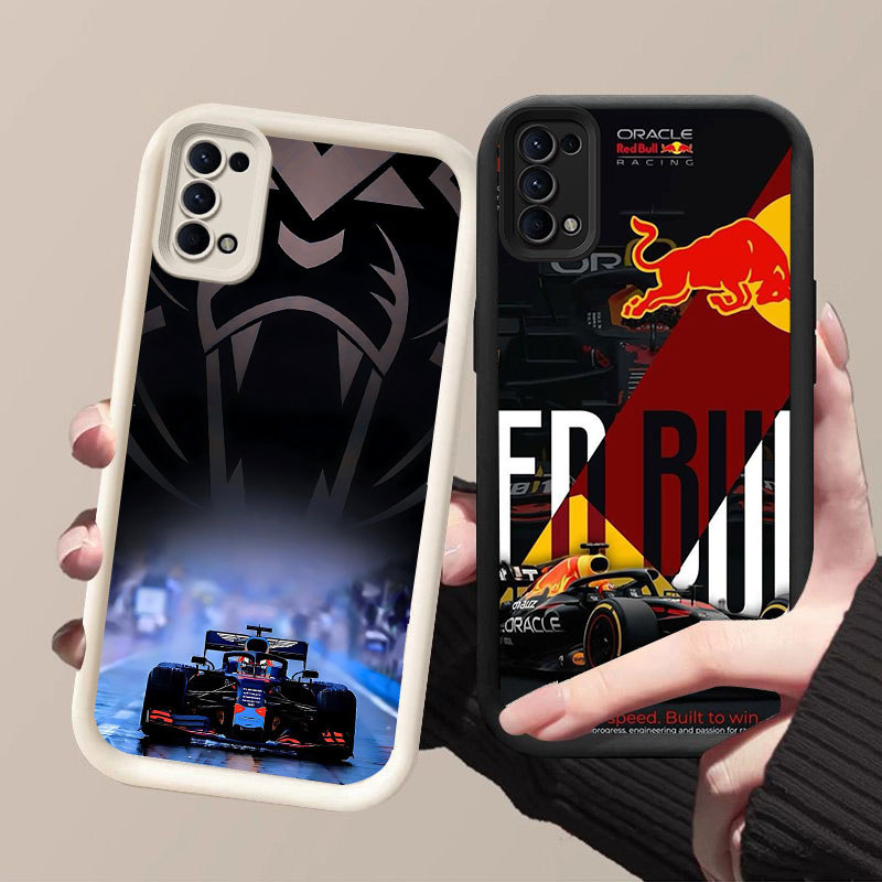 HK-35 Max Verstappen F1 Racing ปลอกกันกระแทกสําหรับซิลิโคนสีดําและสีขาว OPPO Realme Reno ค้นหา Narzo