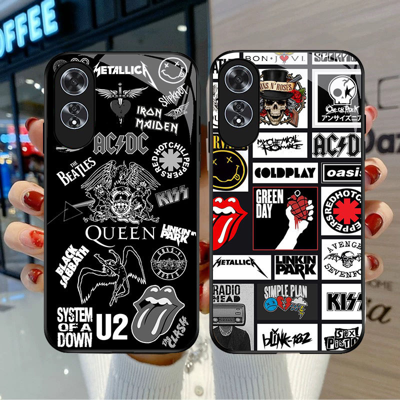 SD-1 AC DC Rock Band HD Glass Casing สําหรับ OPPO A60 A38 A79 A98 A78 A18 A58 Reno 8T 11F