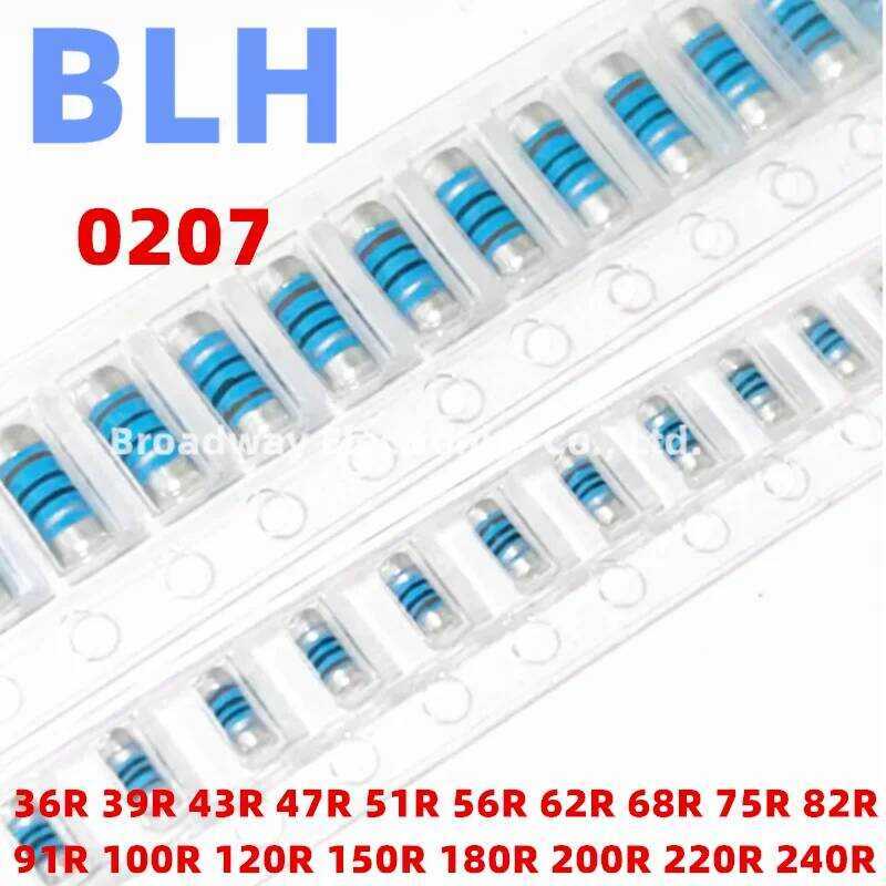 ตัวต้านทานทรงกระบอก 50ชิ้น SMD MELF 0207 0.5W 1% 36R 39R 43R 47R 51R 56R 62R 68R 75R 82R 91R 100R 12