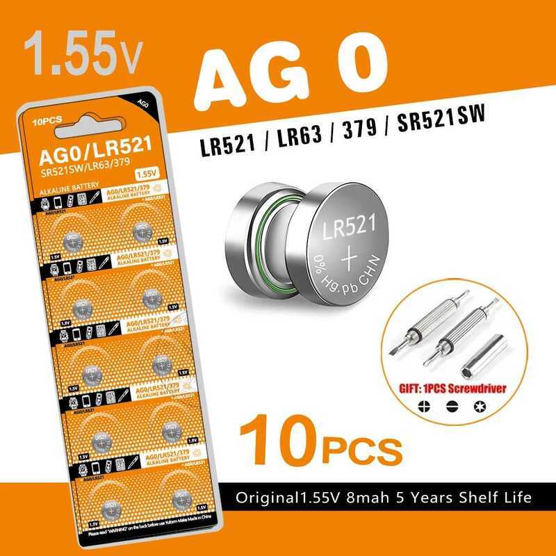 ชิ้น 10 AG0 AG1 AG2 AG3 AG4 AG5 AG6 แบตเตอรี่เซลล์แบบปุ่ม LR41 377 364 371 SR621SW แบตเตอรี่อัลคาไลน