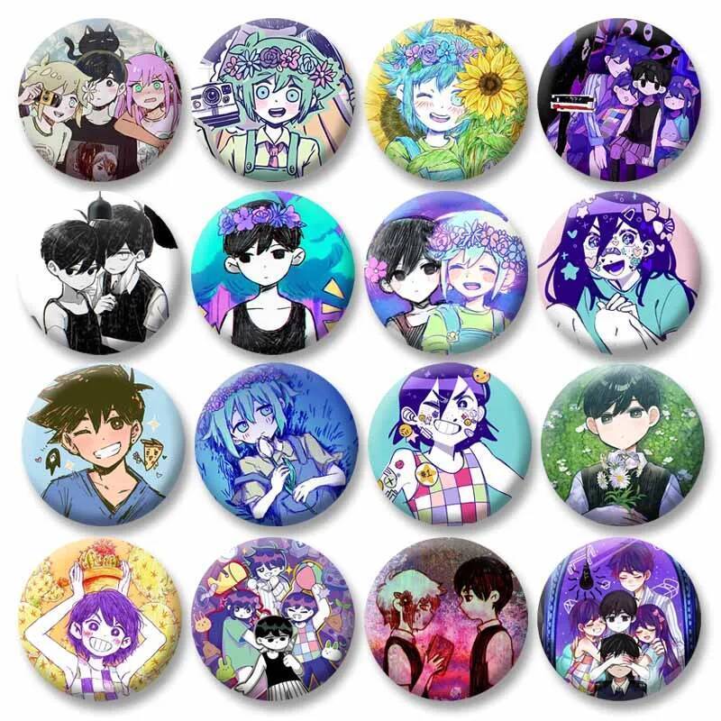 44/50 มม.Omori รูป Sunny และ Mewo Badge Tinplate รอบเข็มกลัดสร้างสรรค์เสื้อผ้ากระเป๋าเป้สะพายหลังเคร