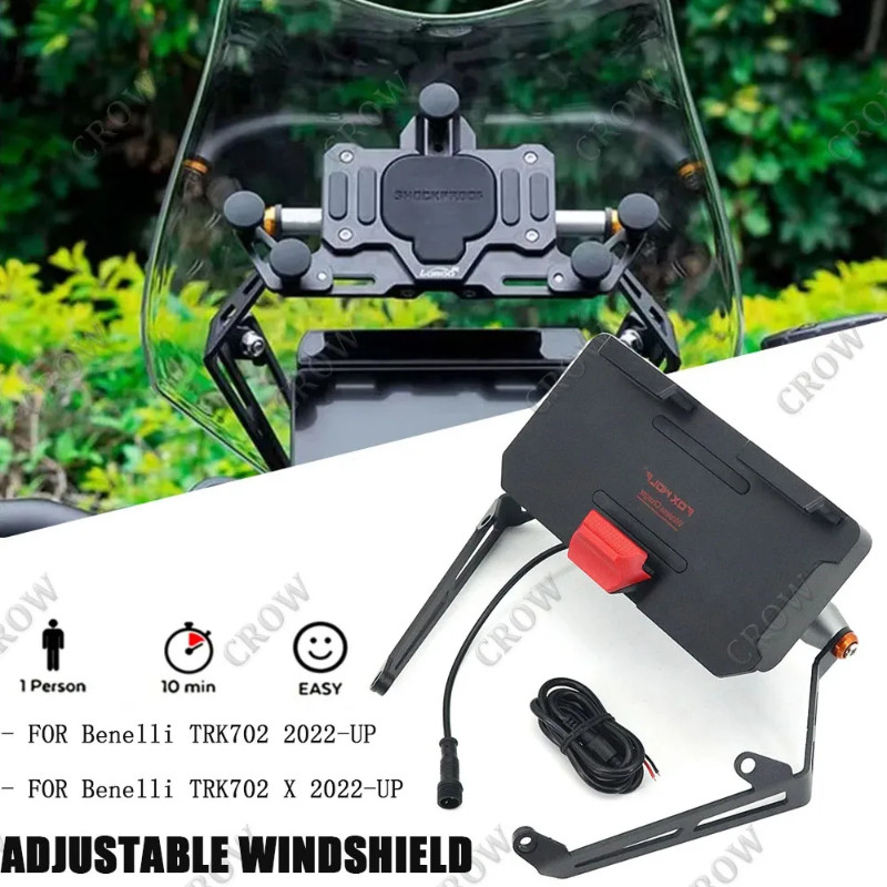 FOR Benelli TRK702 TRK 702 X 2022-UP NEW Motorcycle  Adjustable Windshield GPS Phone Holder USB Wir